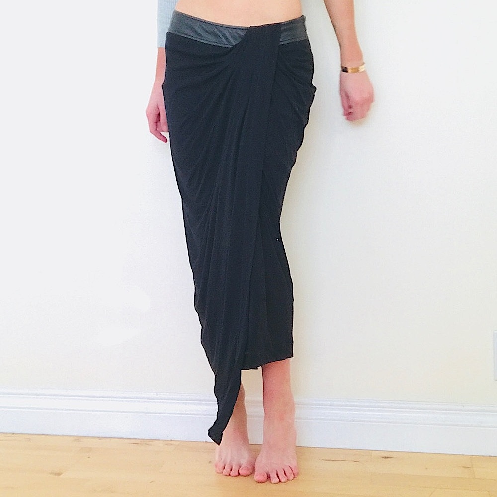 Helmet Lang Skirt Asymetrical Leather Detailing